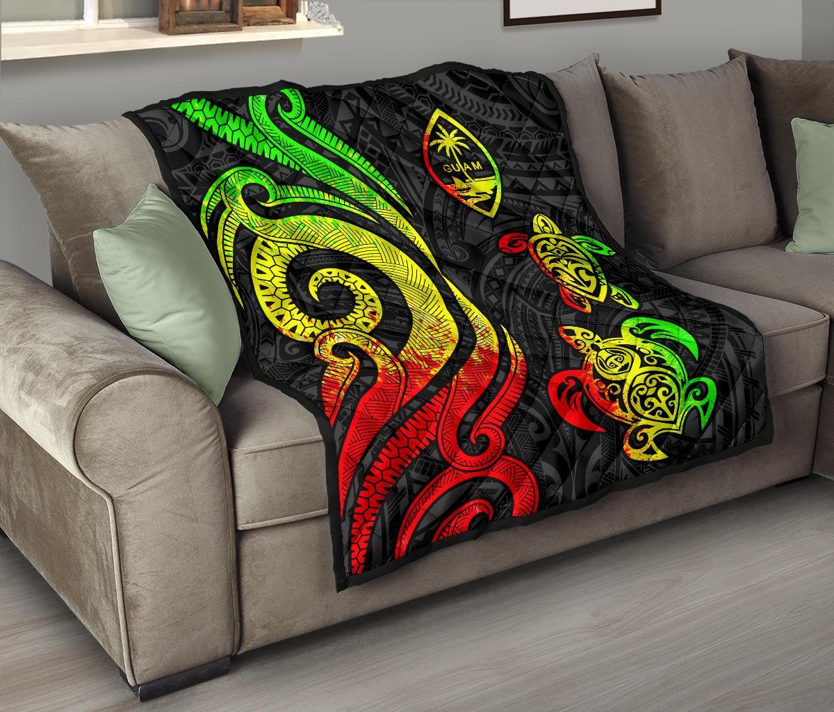 Guam Polynesian Premium Quilt - Reggae Tentacle Turtle - Polynesian Pride