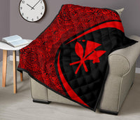Hawaii Kanaka Polynesian Black And Red Premium Quilt - Circle Style - Polynesian Pride