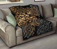 Tonga Polynesian Premium Quilt - Gold Turtle Flowing Gold - Polynesian Pride