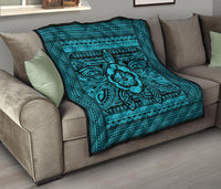 Hawaii Polyensian Turtle Premium Quilt Blue - Polynesian Pride