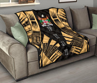 Fiji Premium Quilt - Fiji Coat Of Arms Polynesian Gold Tattoo - Polynesian Pride