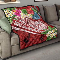 Tahiti Polynesian Premium Quilt - Summer Plumeria (Red) Red - Polynesian Pride