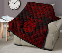Tahiti Premium Quilt - Tahiti Flag Polynesian Chief Dark Red Version - Polynesian Pride