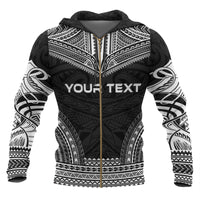 Marshall Islands Polynesian Chief Custom Zip up Hoodie Black Version - Polynesian Pride