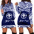 Hawaii Personalised Women's Hoodie Dress - Hawaii Pride White Blue Version RLT7 Blue - Polynesian Pride