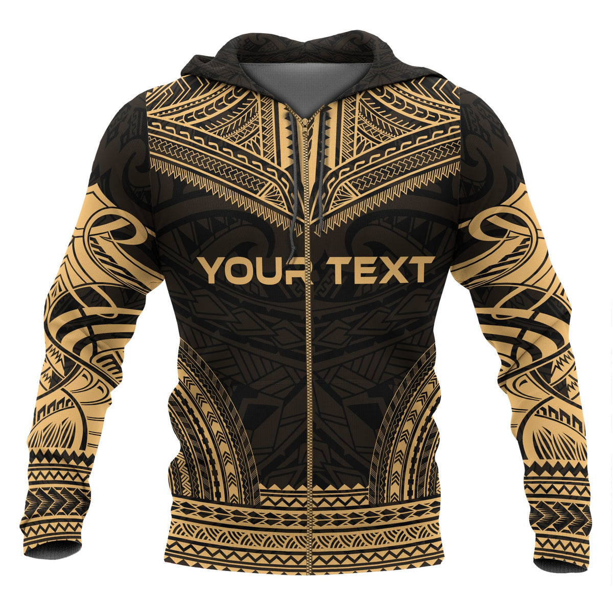 Tokelau Polynesian Chief Custom Zip up Hoodie Gold Version - Polynesian Pride