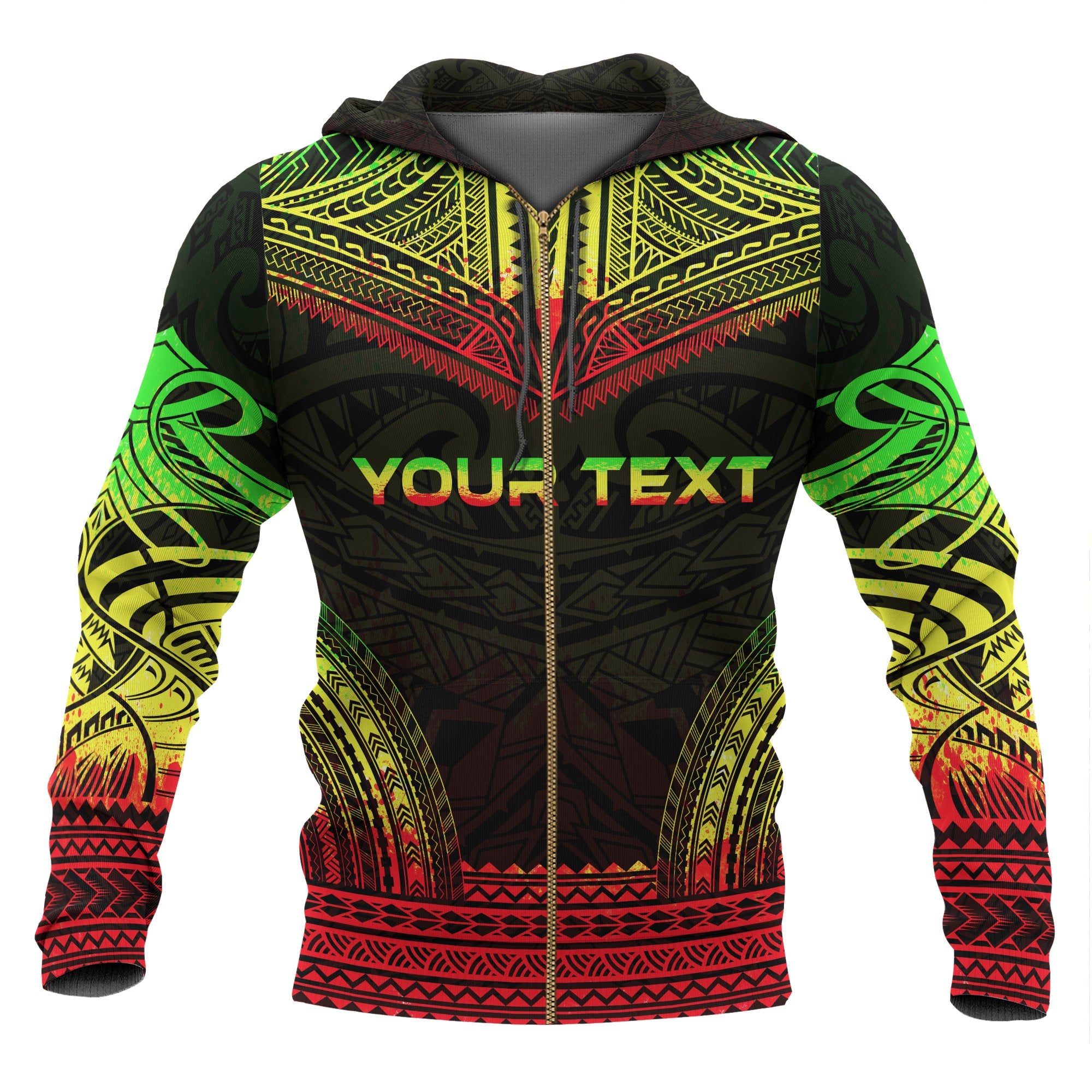 Kanaka Maoli Polynesian Chief Custom Zip up Hoodie Reggae Version Unisex Reggae - Polynesian Pride