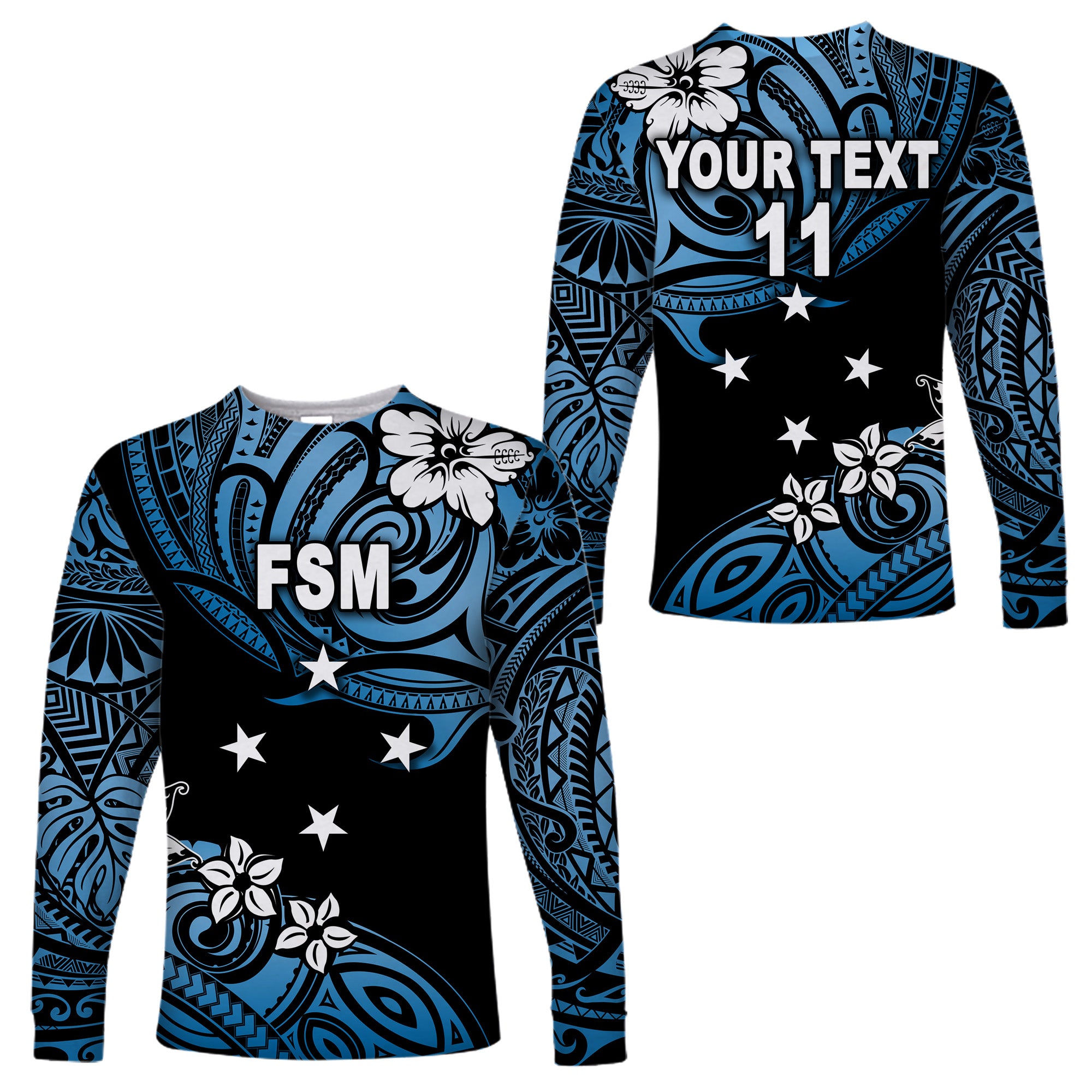 (Custom Personalised) Federated States of Micronesia Long Sleeve Shirts Unique Vibes - Blue Star LT8 Unisex Blue - Polynesian Pride