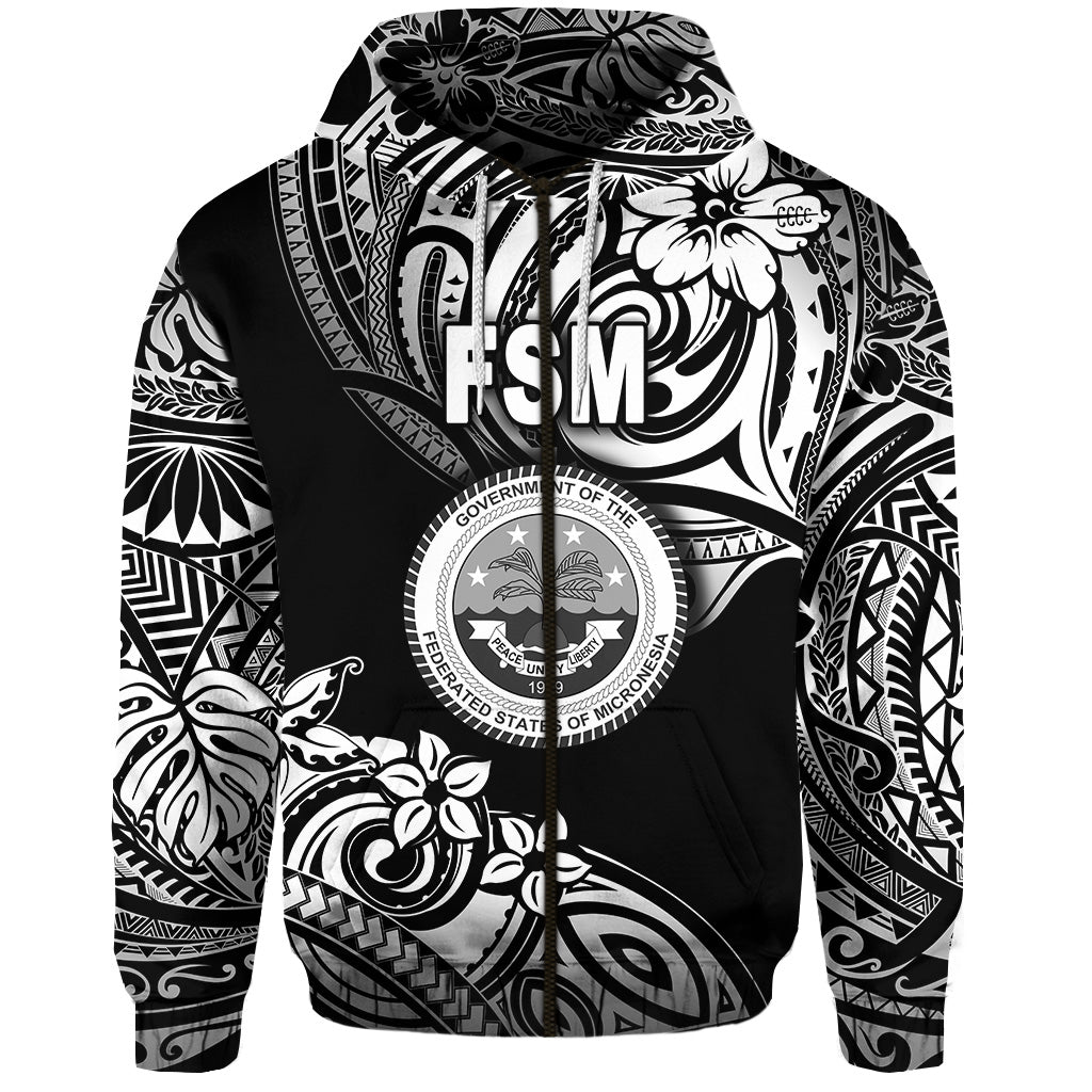 Custom Federated States of Micronesia Zip Hoodie Unique Vibes Black LT8 - Polynesian Pride