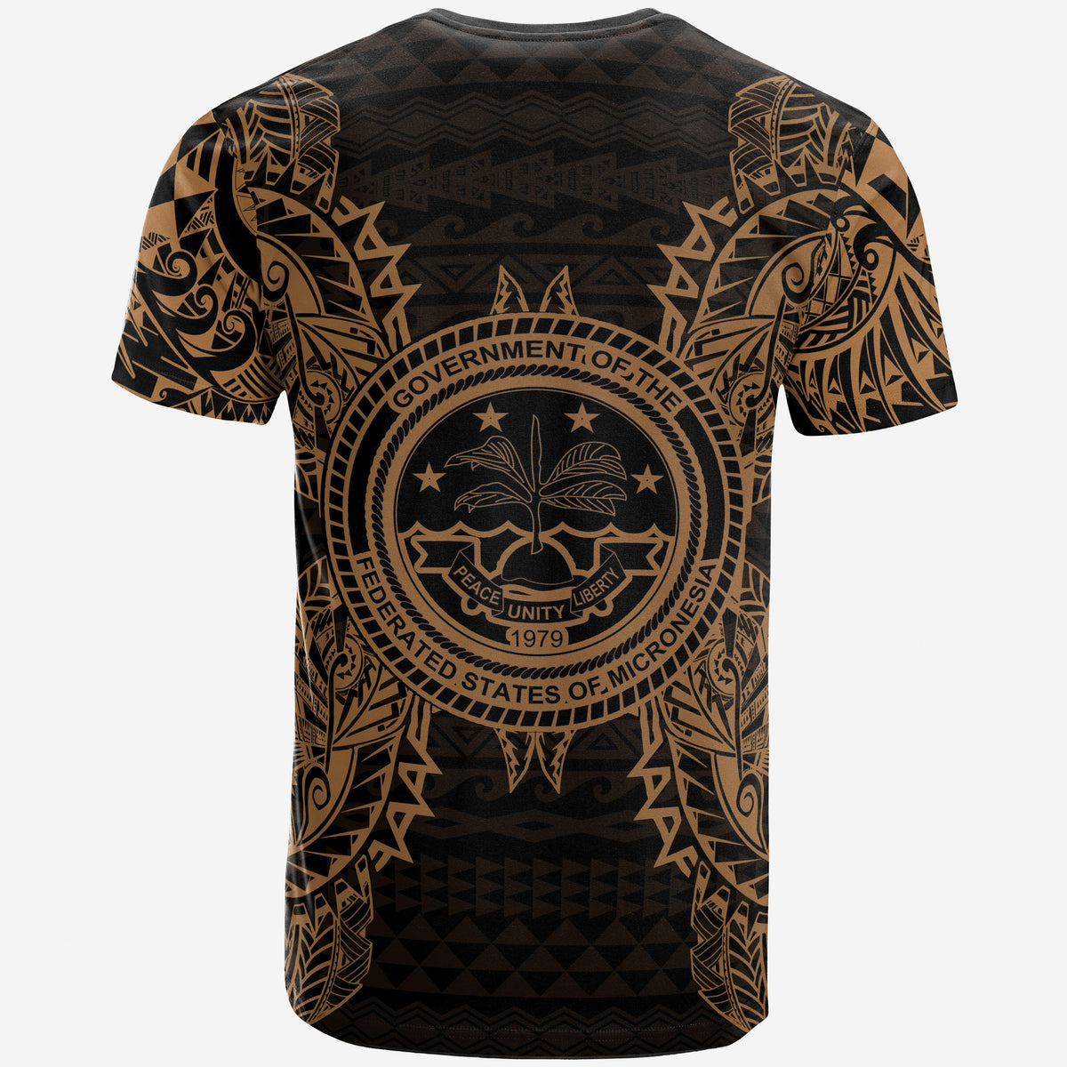 Federated States of Micronesian T Shirt F S M Seal Map Polynesian Tattoo Gold - Polynesian Pride
