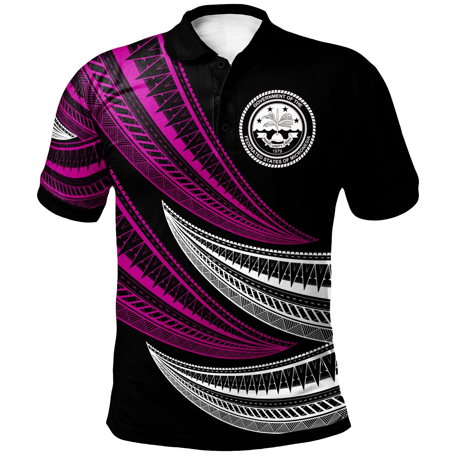Federated States of Micronesia Custom Polo Shirt Wave Pattern Alternating Purple Color Unisex Purple - Polynesian Pride