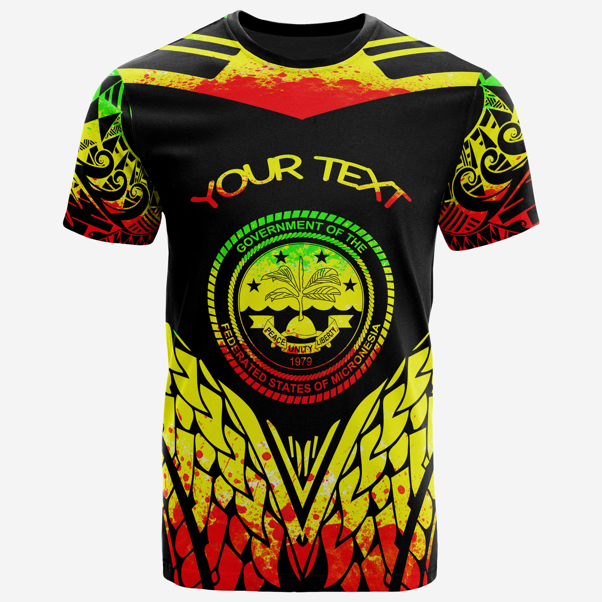 Federated States of Micronesia T Shirt Unique Eagle Feather Texture Reggae Unisex Red - Polynesian Pride