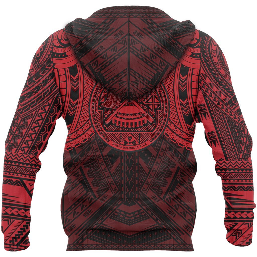 American Samoa All Over Hoodie Samoa Polynesian Tattoo Style Red - Polynesian Pride