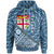 Fiji Zip Hoodie Levuka Tapa Patterns With Bamboo Unisex Blue - Polynesian Pride
