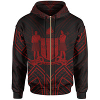 Fiji Zip Hoodie Fiji Seal Red Tribal Patterns Unisex White - Polynesian Pride