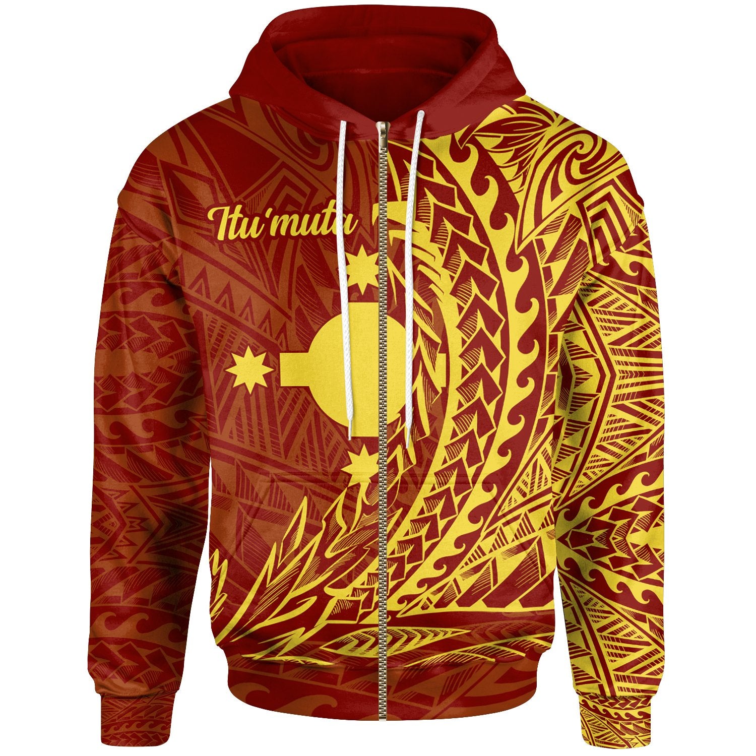 Rotuma Zip Hoodie Itumuta Wings Style Red - Polynesian Pride