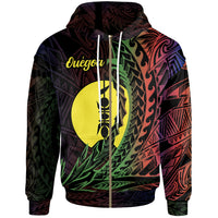 New Caledonia Zip Hoodie Ouegoa Wings Style Flag Color Unisex Black - Polynesian Pride