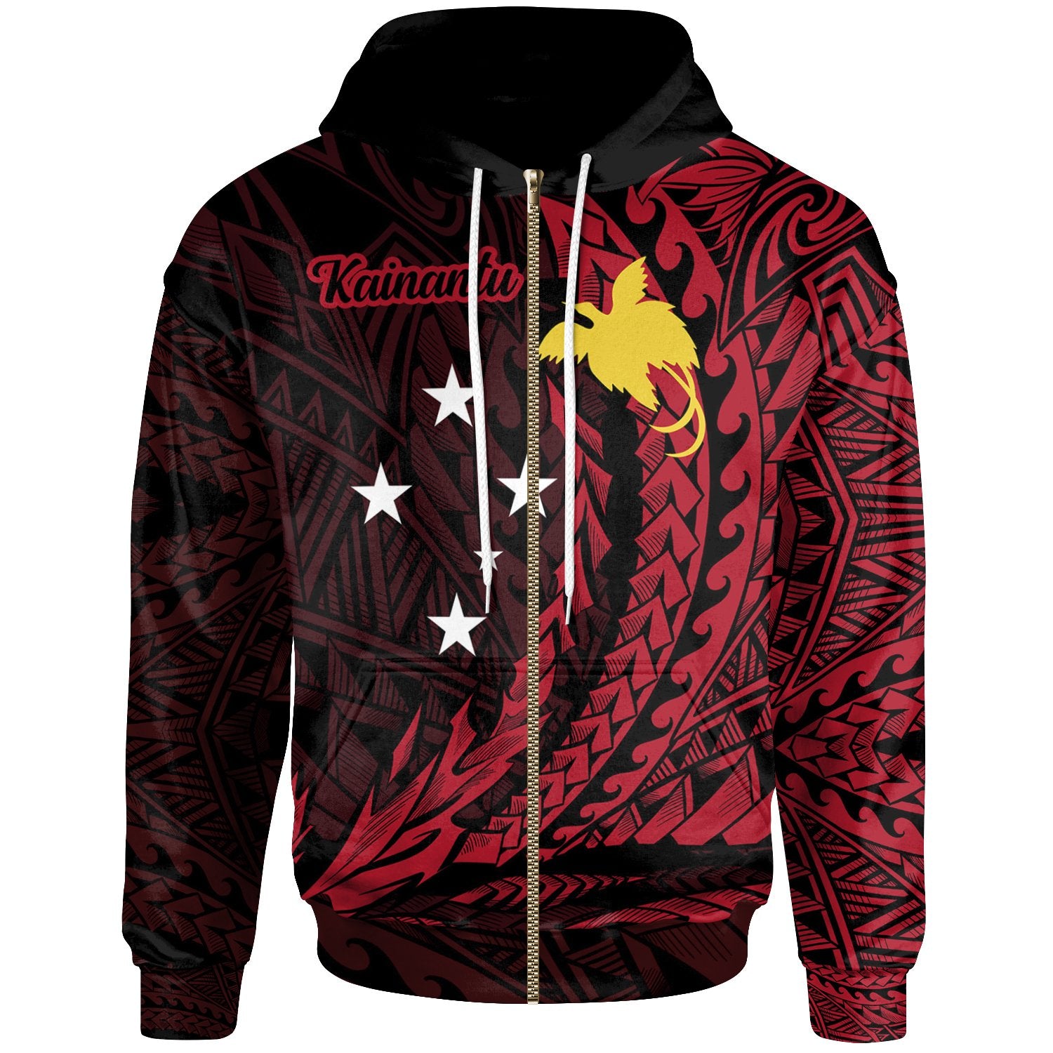 Papua New Guinea Zip Hoodie Kainantu Wings Style Unisex Black - Polynesian Pride