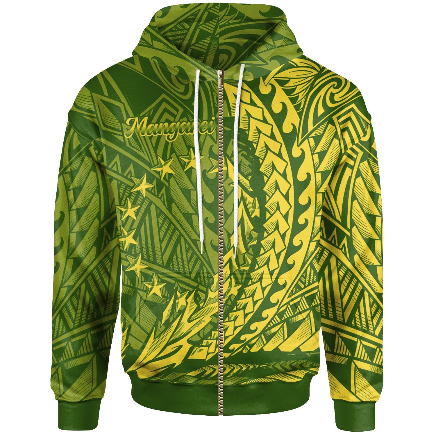 Cook Islands Zip Hoodie Mangarei Wings Style Unisex Green - Polynesian Pride