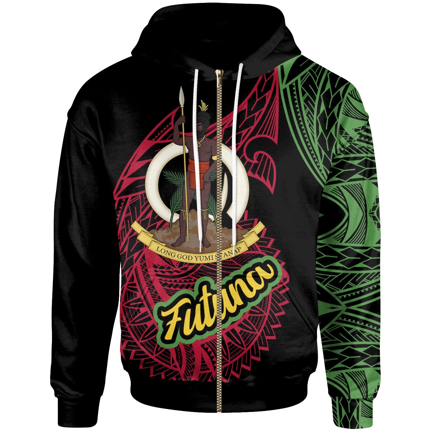 Vanuatu Zip Hoodie Futuna Seal of Vanuatu Special Style Unisex Black - Polynesian Pride