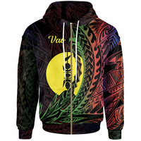 New Caledonia Zip Hoodie Vao Wings Style Flag Color Unisex Black - Polynesian Pride