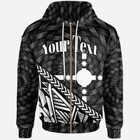 Rotuma Zip Hoodie Custom White Tapa Patterns With Bamboo White - Polynesian Pride