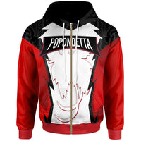 Papua New Guinea Zip Hoodie Popondetta PNG Coat of Arms Unisex Red Black - Polynesian Pride