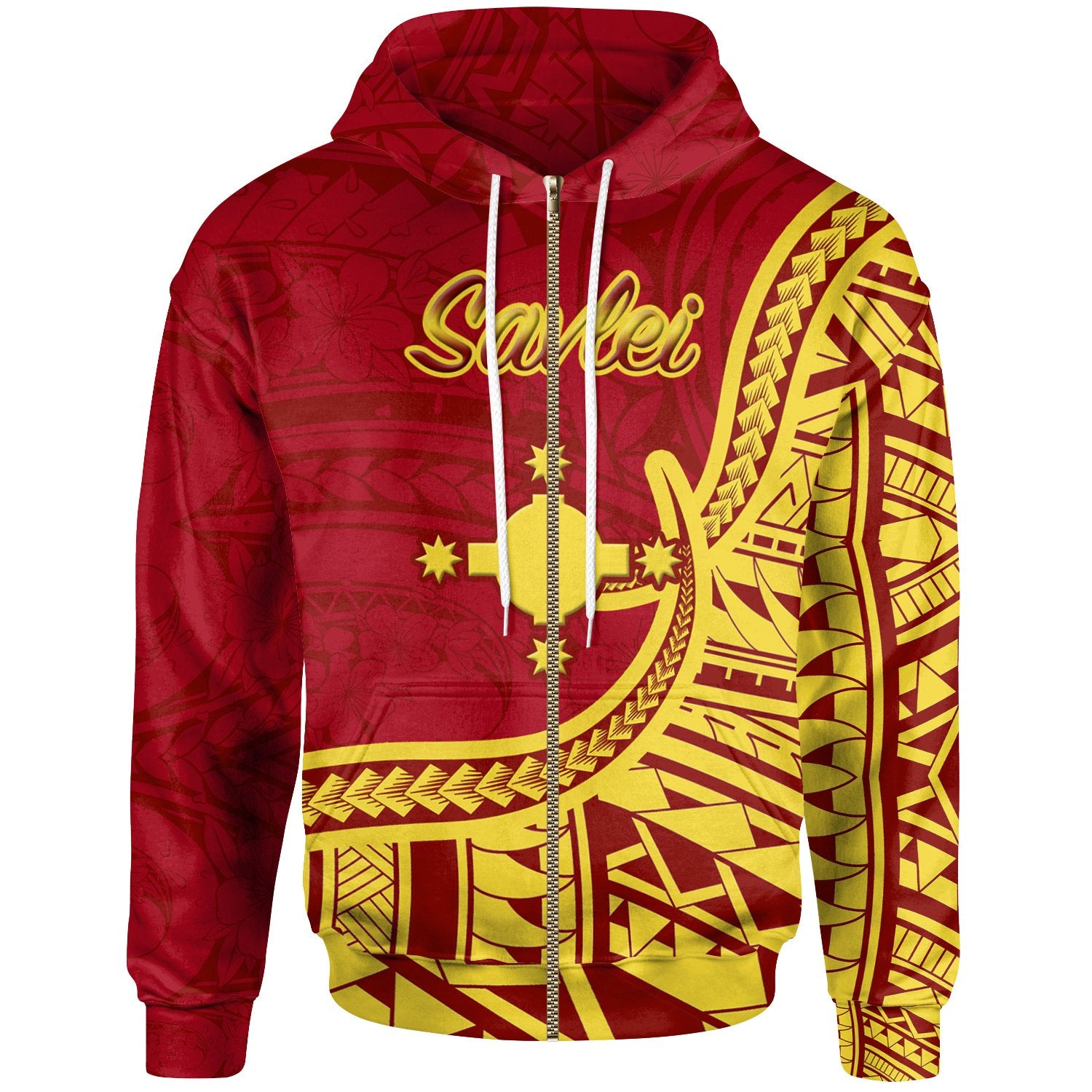 Rotuma Zip Hoodie Savlei Flag Rotuma Unisex Red - Polynesian Pride