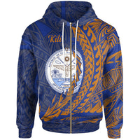 Marshall Islands Zip Hoodie Kili Wings Style Unisex Blue - Polynesian Pride