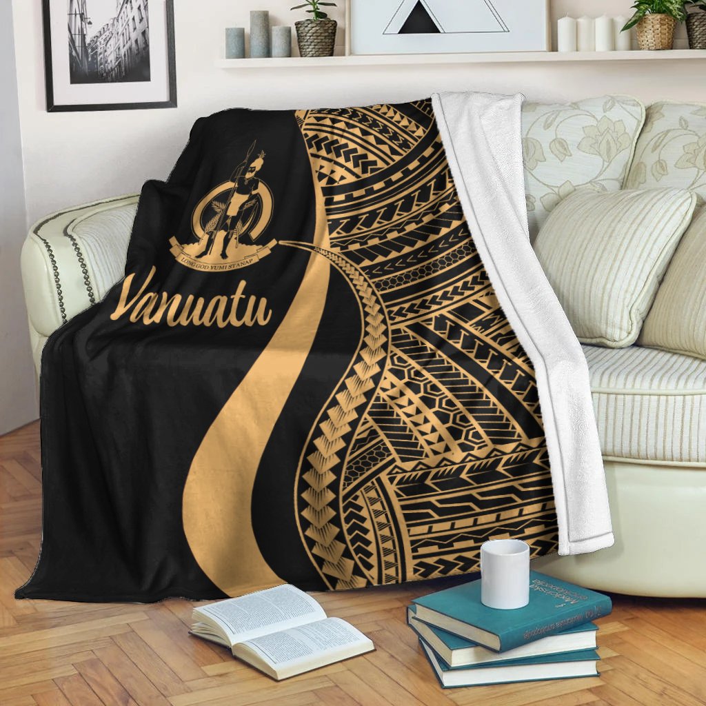 Vanuatu Premium Blanket - Gold Polynesian Tentacle Tribal Pattern - Polynesian Pride