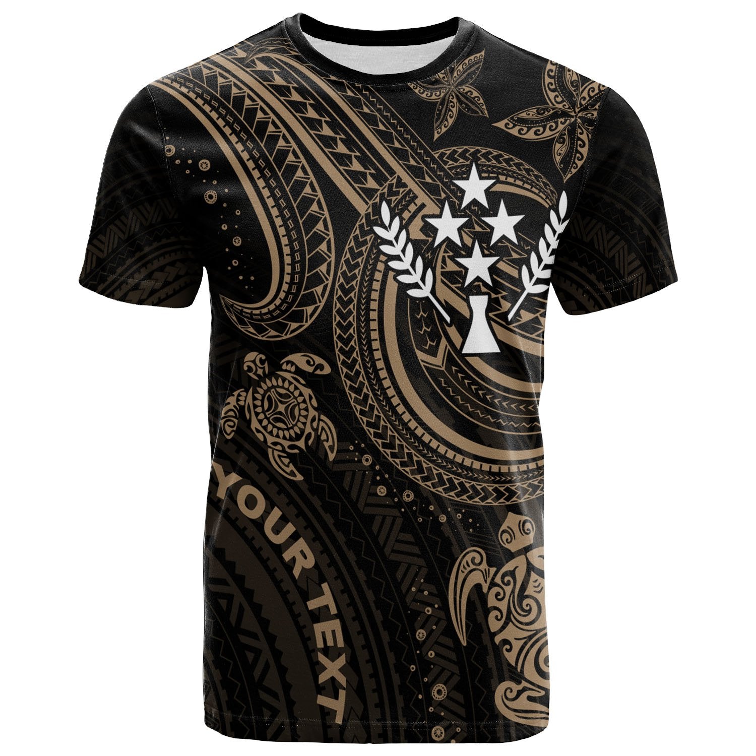 Kosrae Custom T shirt Gold Turtle Unisex Art - Polynesian Pride