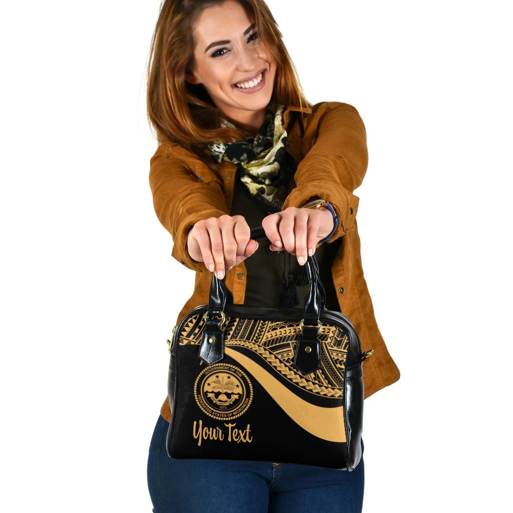 Federated States of Micronesia Custom Personalised Shoulder Handbag - Gold Polynesian Tentacle Tribal Pattern One Size Gold - Polynesian Pride