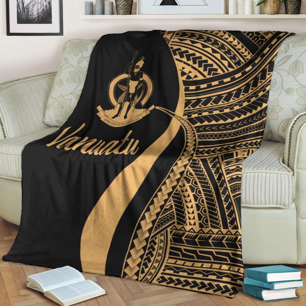 Vanuatu Premium Blanket - Gold Polynesian Tentacle Tribal Pattern - Polynesian Pride