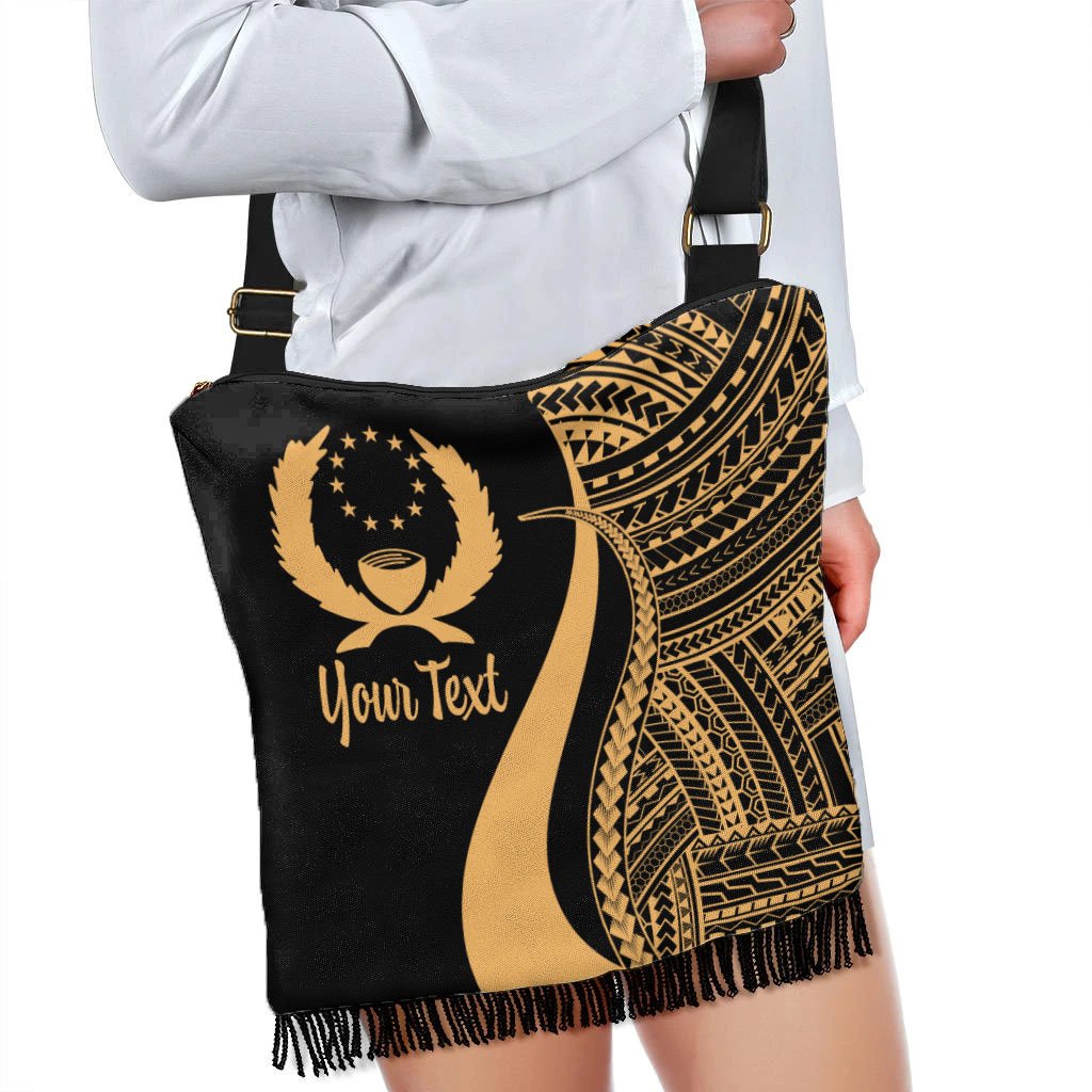 Pohnpei Custom Personalised Boho Handbag - Gold Polynesian Tentacle Tribal Pattern - Polynesian Pride