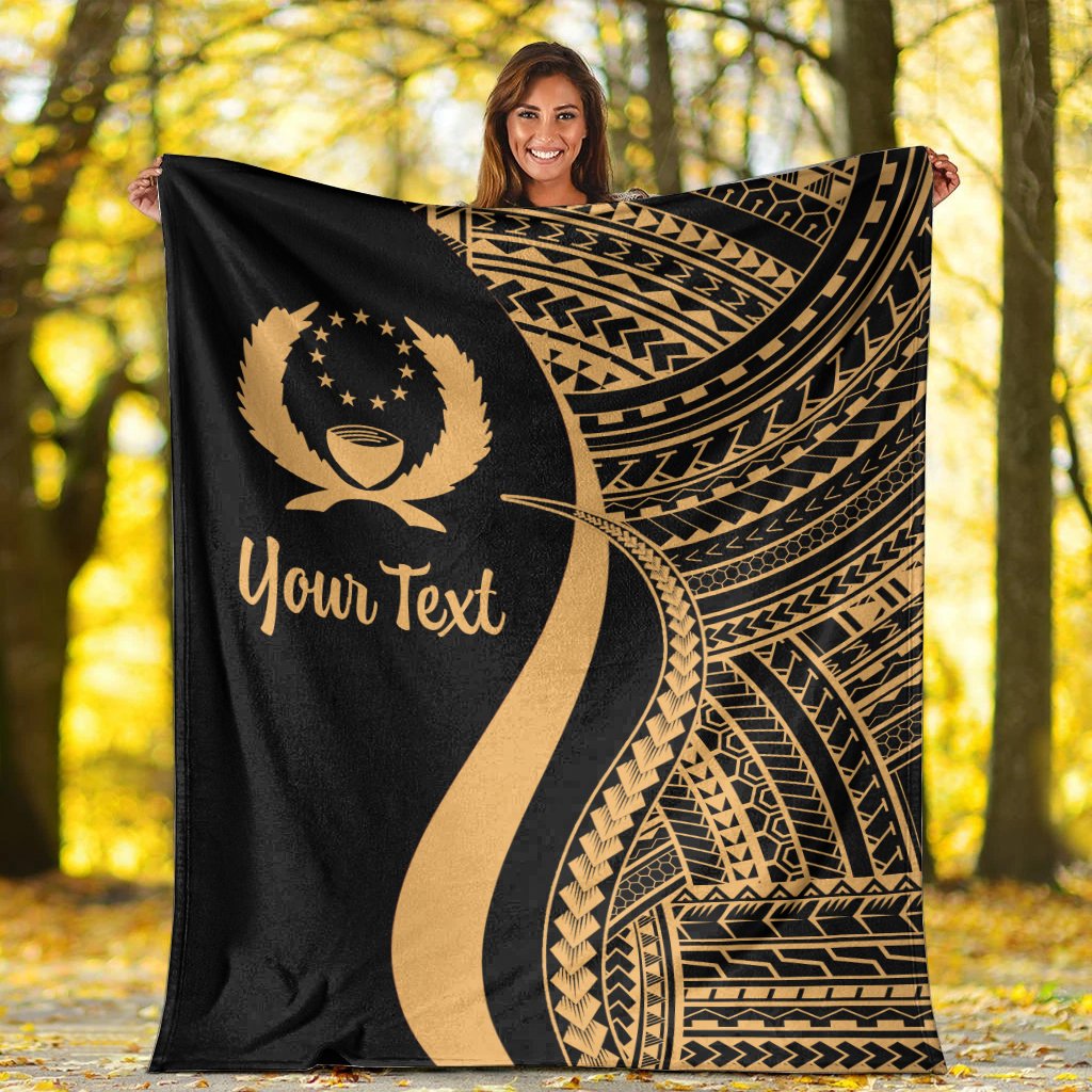 Pohnpei Custom Personalised Premium Blanket - Gold Polynesian Tentacle Tribal Pattern - Polynesian Pride
