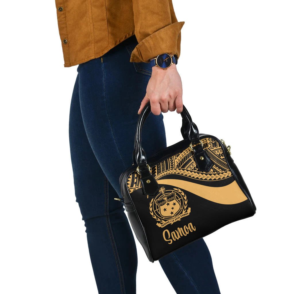 Samoa Shoulder Handbag - Gold Polynesian Tentacle Tribal Pattern - Polynesian Pride