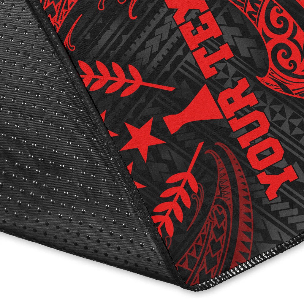 Kosrae Polynesian Custom Personalised Area Rug - Red Tribal Wave - Polynesian Pride