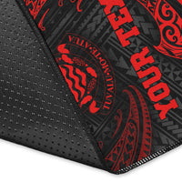 Tuvalu Polynesian Custom Personalised Area Rug - Red Tribal Wave - Polynesian Pride