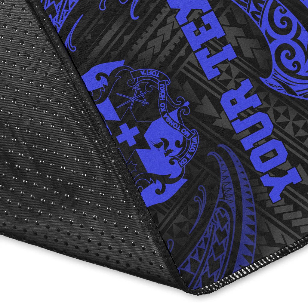 Tonga Polynesian Custom Personalised Area Rug - Blue Tribal Wave - Polynesian Pride