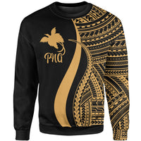 Papua New Guinea Sweatshirt - Gold Polynesian Tentacle Tribal Pattern Unisex Gold - Polynesian Pride