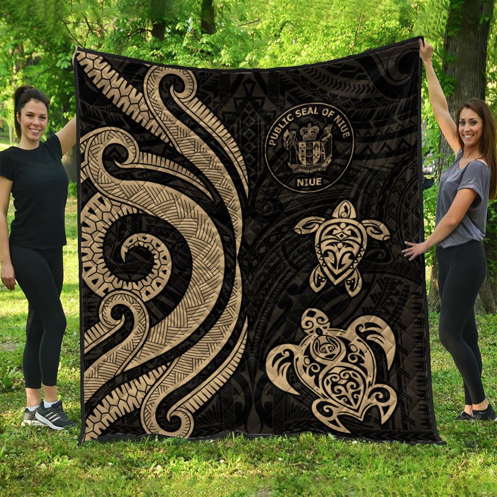 Niue Premium Quilt - Gold Tentacle Turtle Gold - Polynesian Pride