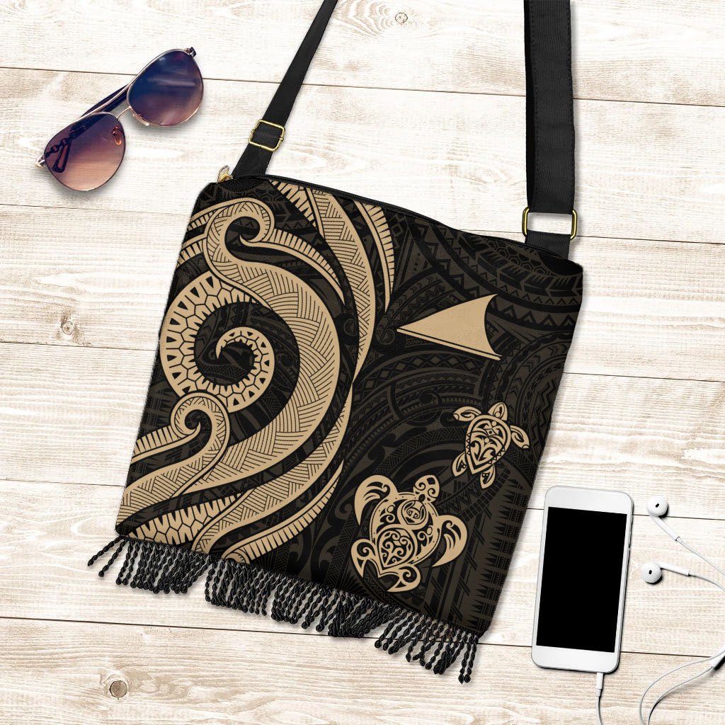 Tokelau Boho Handbag - Gold Tentacle Turtle Boho Handbag One Size Gold - Polynesian Pride