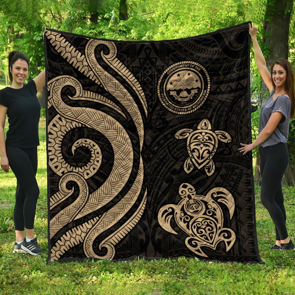 Federated States of Micronesia Premium Quilt - Gold Tentacle Turtle Gold - Polynesian Pride