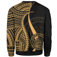 Palau Custom Personalised Sweatshirt - Gold Polynesian Tentacle Tribal Pattern Crest - Polynesian Pride
