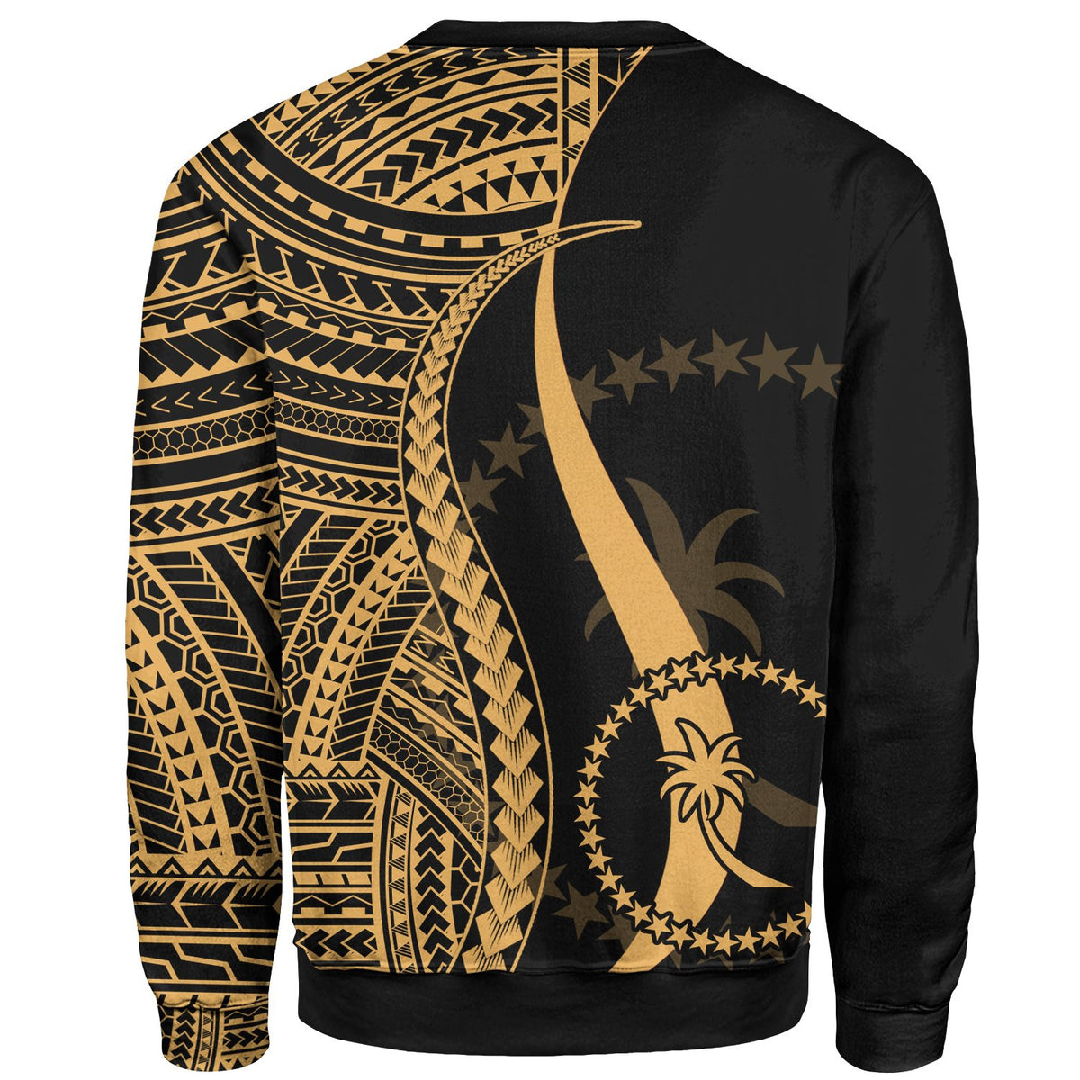 Chuuk Sweatshirt - Gold Polynesian Tentacle Tribal Pattern - Polynesian Pride