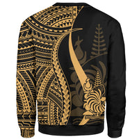 New Caledonia Custom Personalised Sweatshirt - Gold Polynesian Tentacle Tribal Pattern Crest - Polynesian Pride