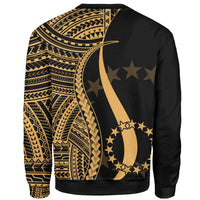 Cook Islands Custom Personalised Sweatshirt - Gold Polynesian Tentacle Tribal Pattern - Polynesian Pride