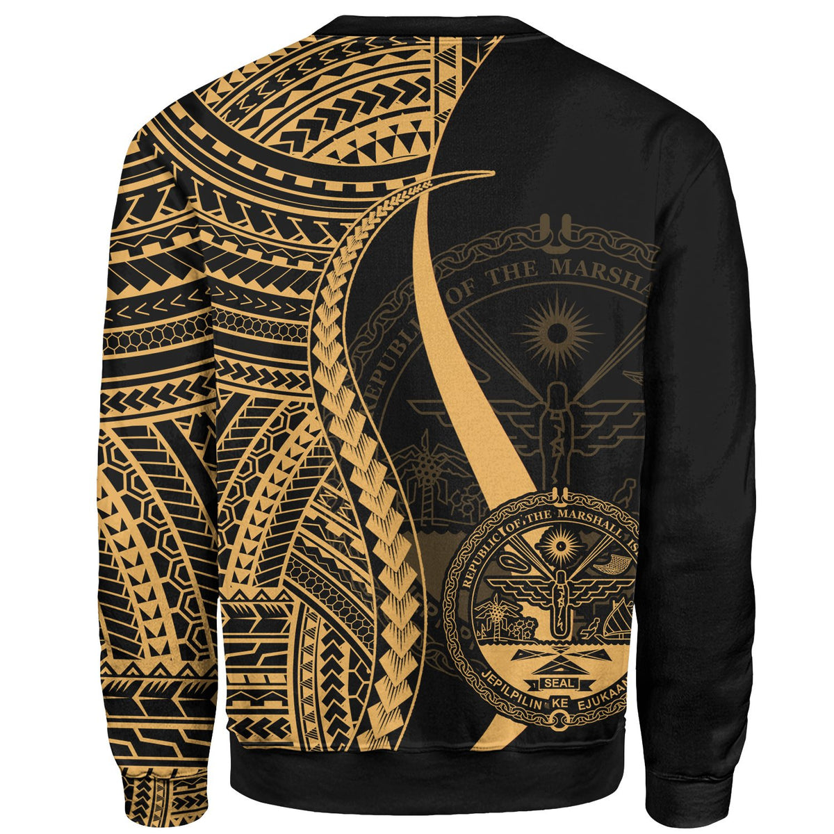Marshall Islands Sweatshirt - Gold Polynesian Tentacle Tribal Pattern Crest - Polynesian Pride