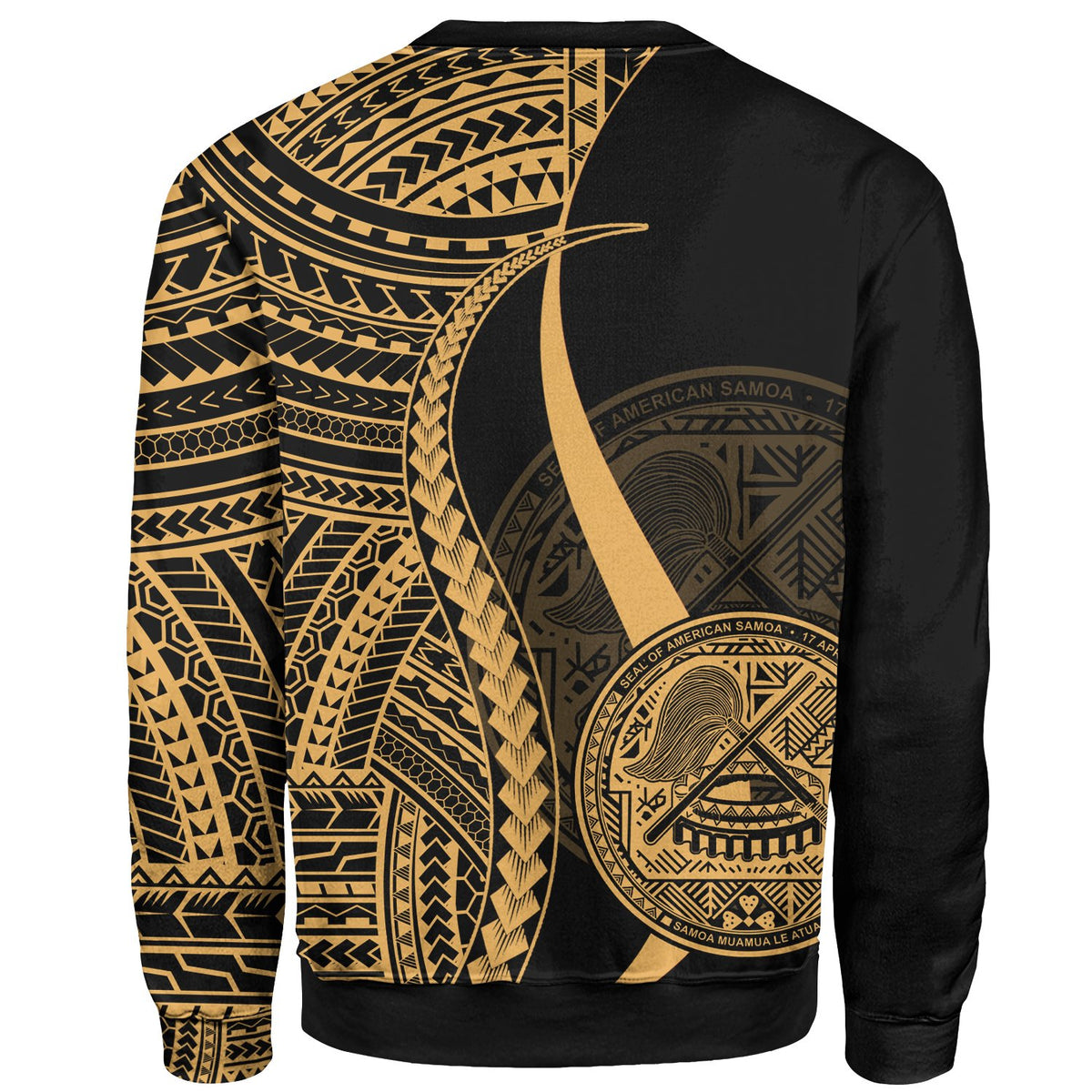 American Samoa Sweatshirt - Gold Polynesian Tentacle Tribal Pattern - Polynesian Pride