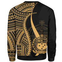 Samoa Custom Personalised Sweatshirt - Gold Polynesian Tentacle Tribal Pattern - Polynesian Pride